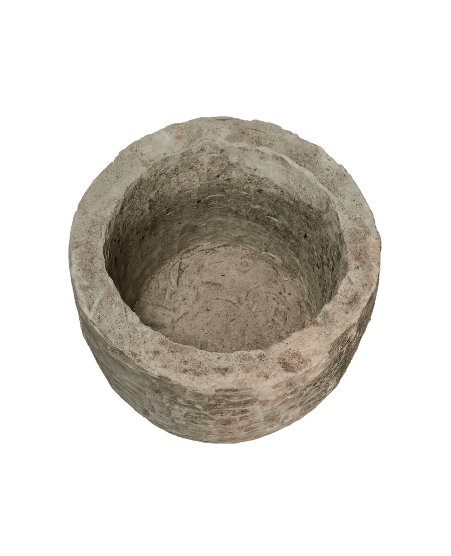 Reproduction Limestone Trough - Round from Indonesia - Planters, Fountains, & Water Features