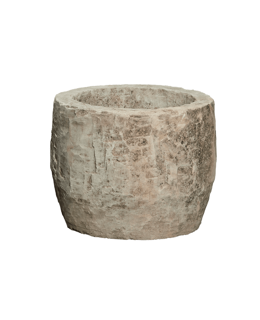 Reproduction Limestone Trough - Round from Indonesia - Planters, Fountains, & Water Features