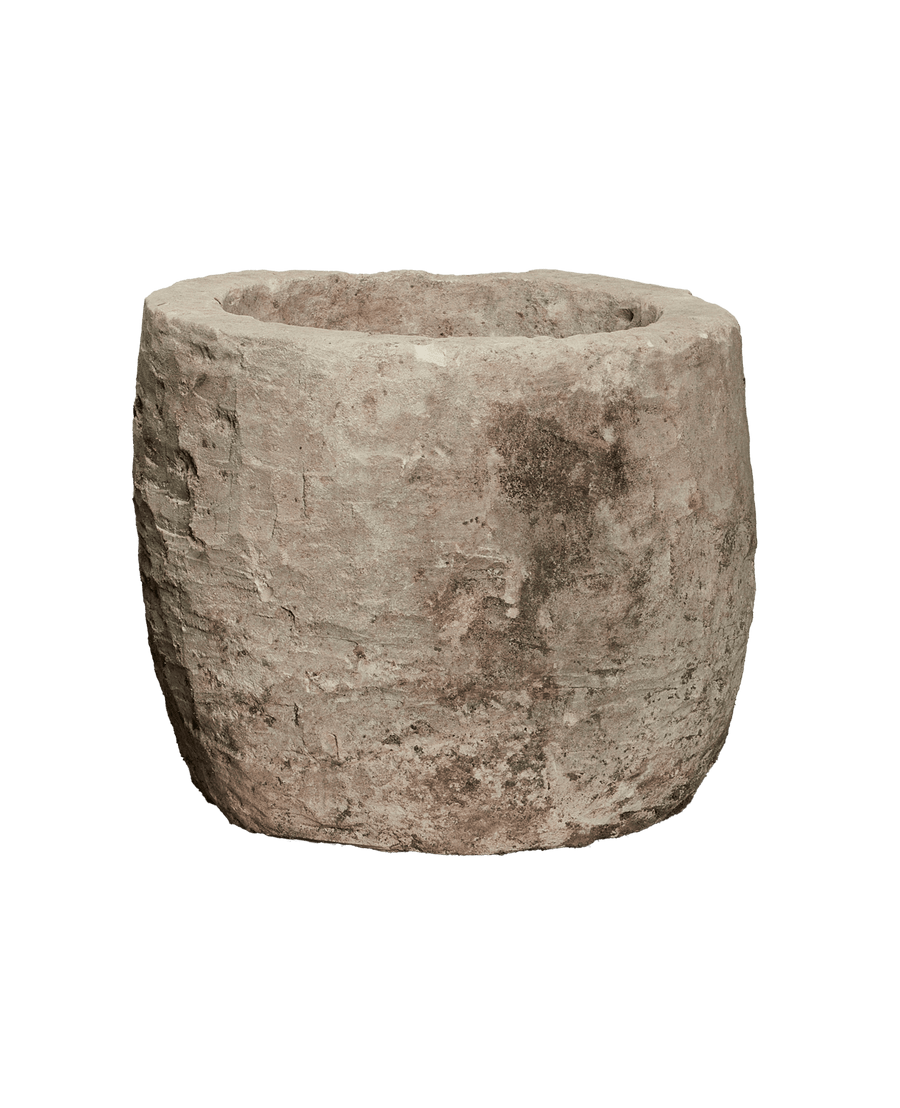 Reproduction Limestone Trough - Round from Indonesia - Planters, Fountains, & Water Features