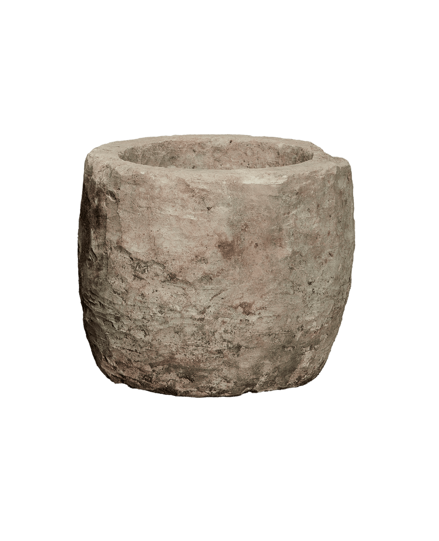 Reproduction Limestone Trough - Round from Indonesia - Planters, Fountains, & Water Features