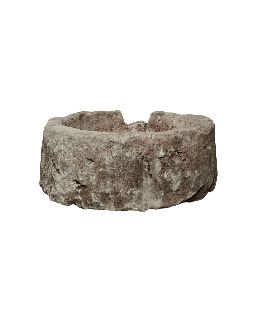 Vintage Limestone Trough - Round from Indonesia - Planters, Fountains, & Water Features