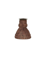 wooden candle holder with dark brown patina