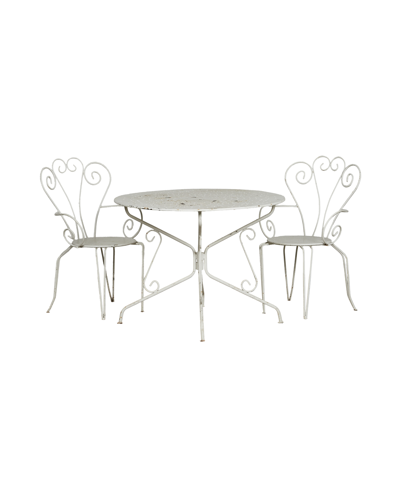 Vintage Shell Garden Table 5pc Set from France made of Metal