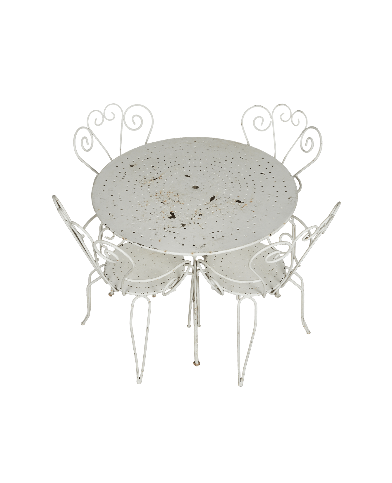 Vintage Shell Garden Table 5pc Set from France made of Metal