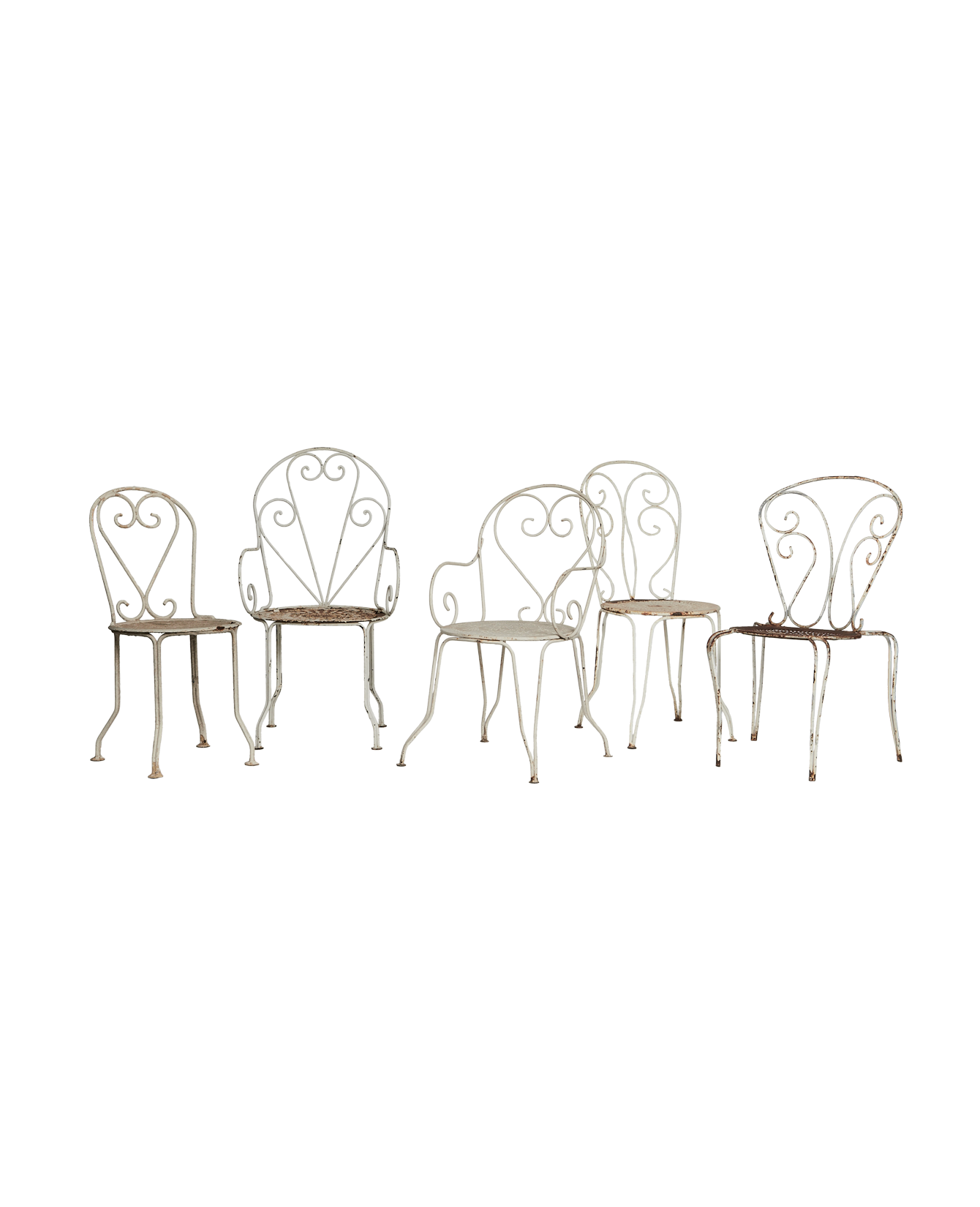 Vintage Heart Garden Chair - White Assorted from France made of Metal