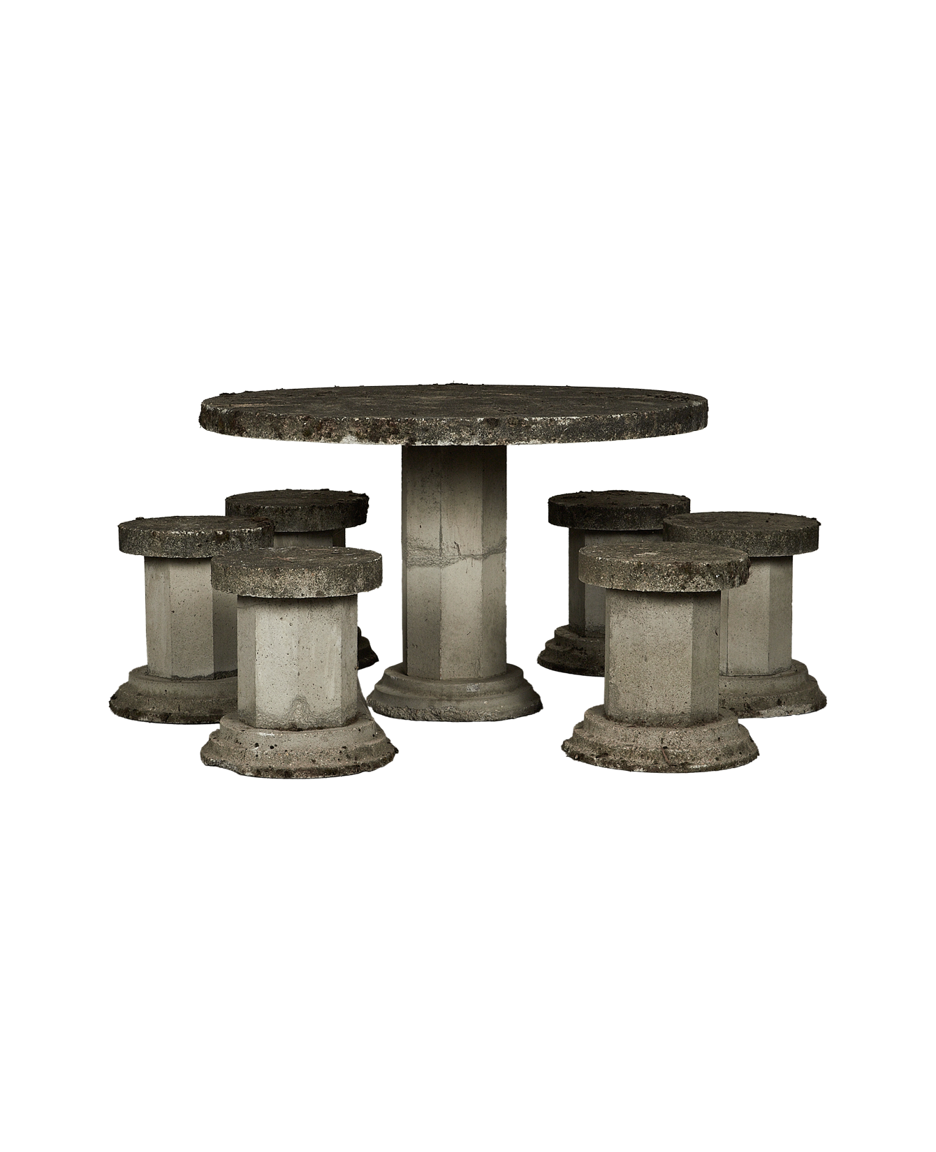 Antique Cast Table and Stools from France made of Cement