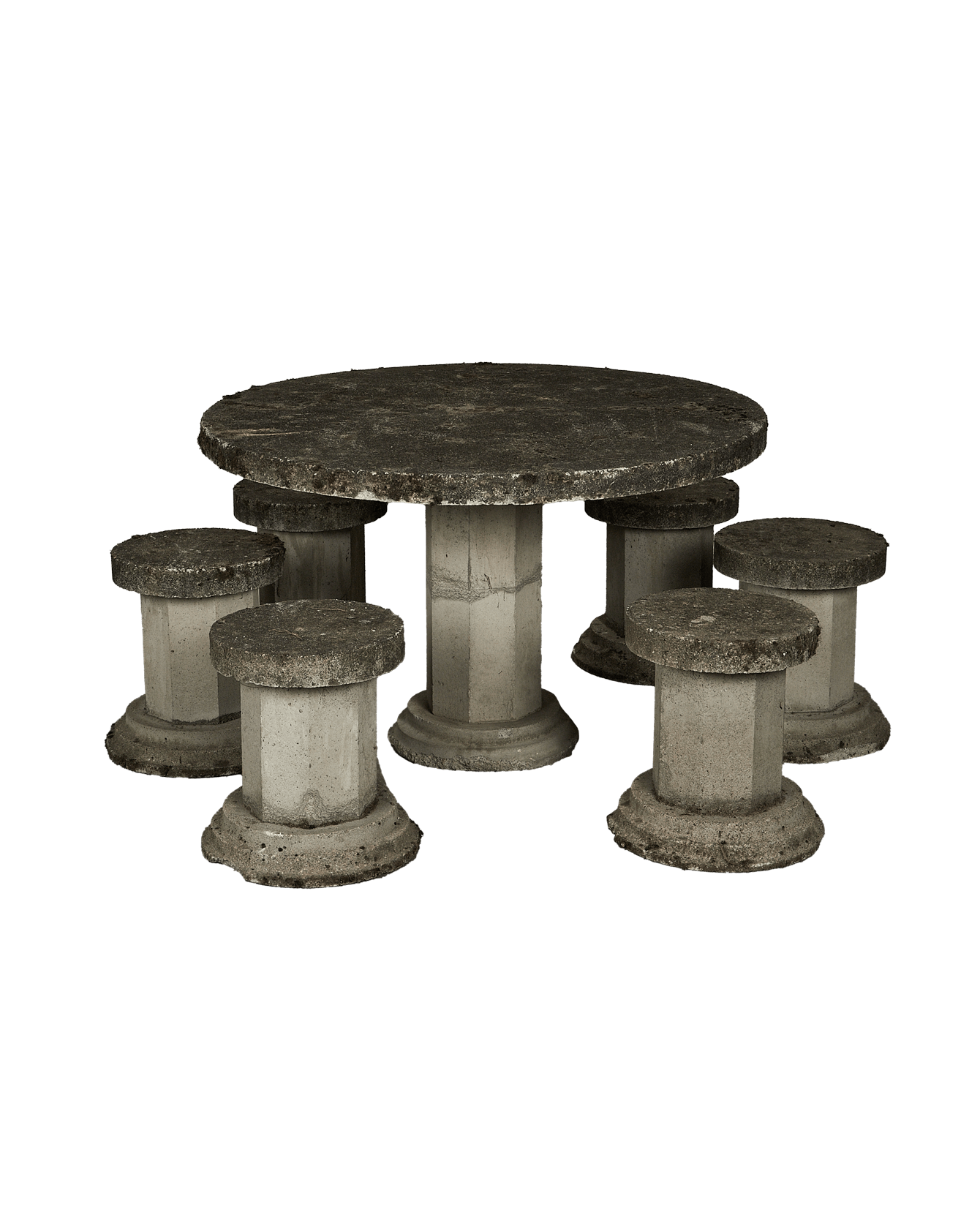 Antique Cast Table and Stools from France made of Cement