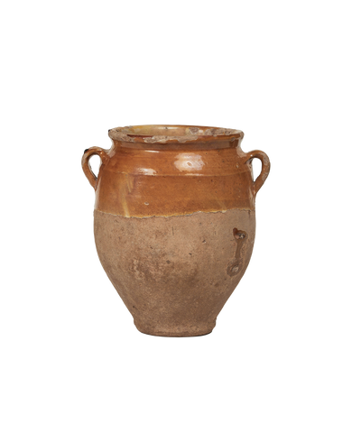 Antique Confit Jar - Yellow Ochre Glaze Assorted from France made of Ceramic
