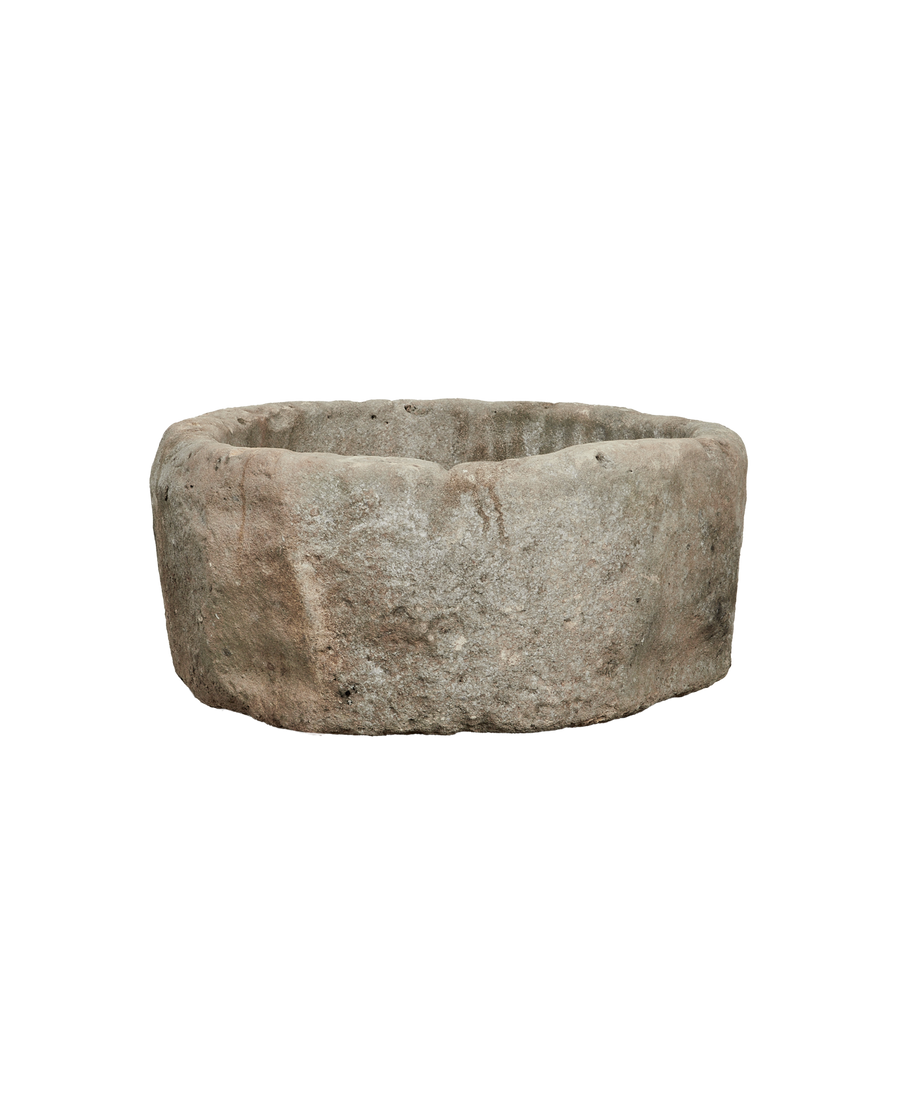 Vintage Limestone Trough - Round from Indonesia - Planters, Fountains, & Water Features