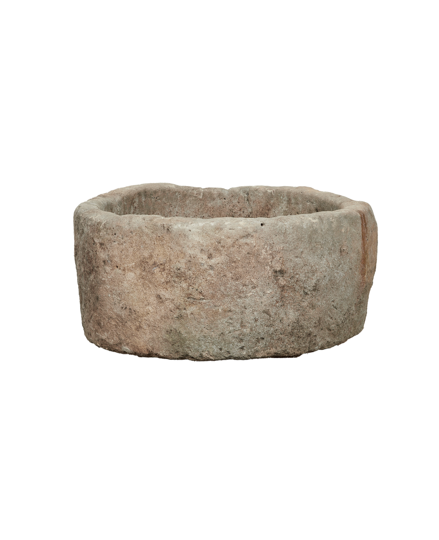 Vintage Limestone Trough - Round from Indonesia - Planters, Fountains, & Water Features