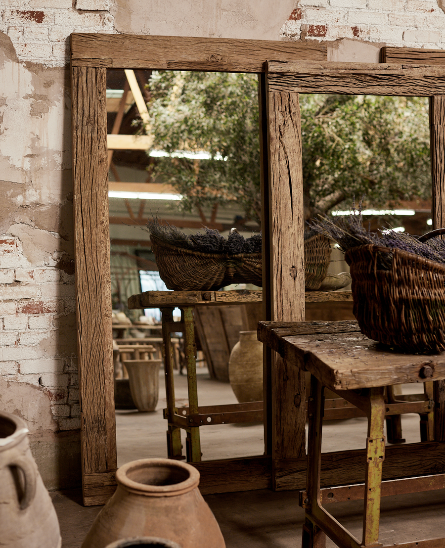 Reclaimed Acacia Mirror - Bleached from India made of Wood