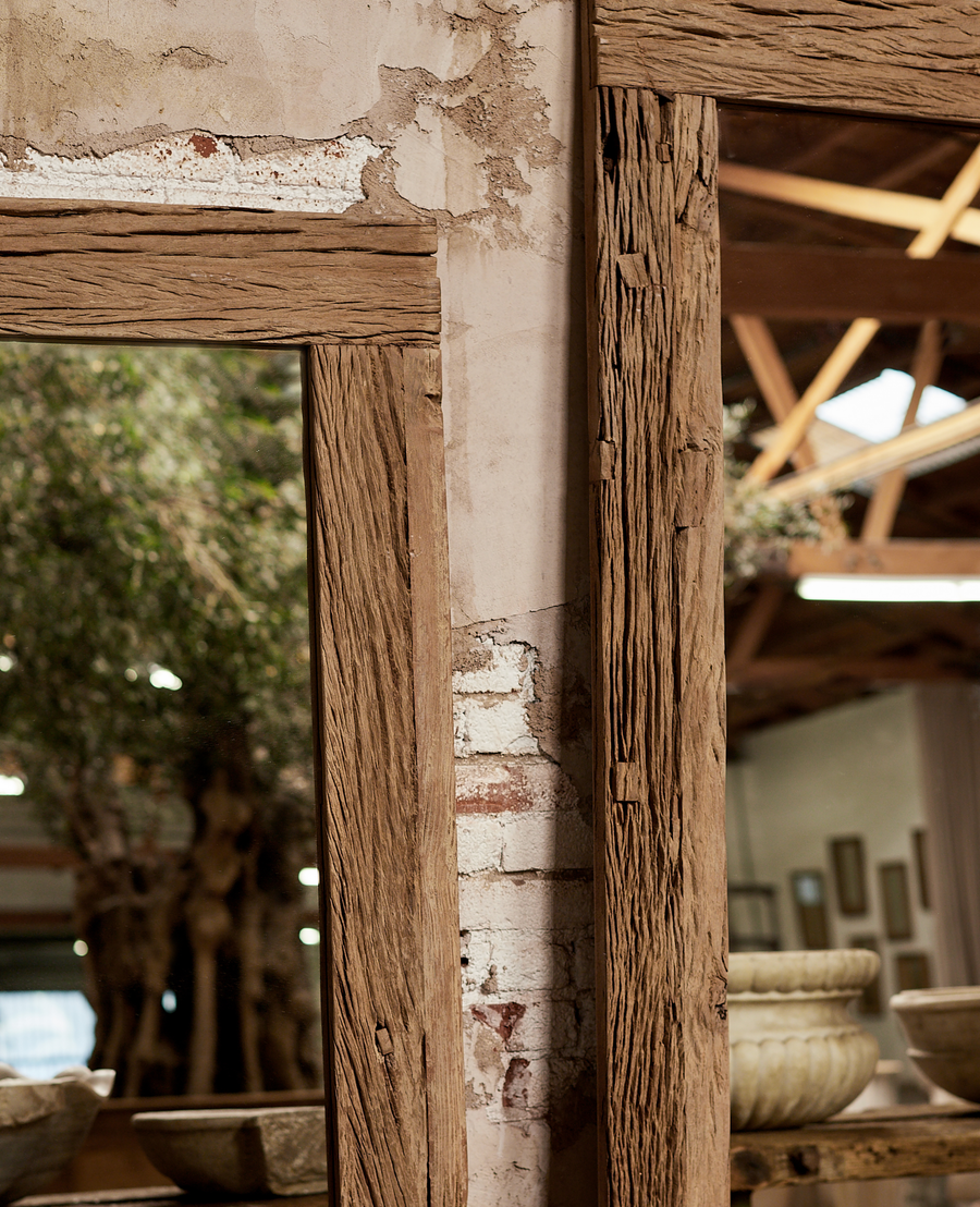 Reclaimed Acacia Mirror - Bleached from India made of Wood