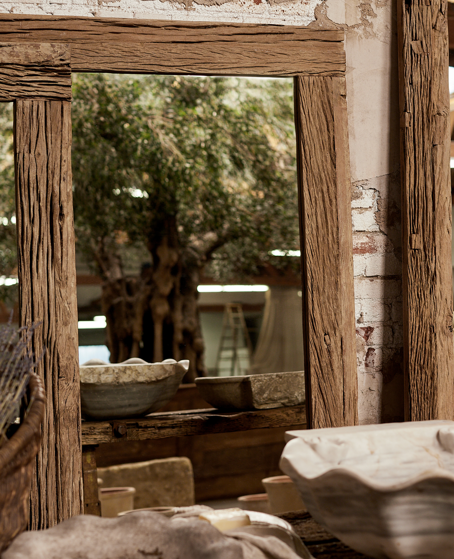 Reclaimed Acacia Mirror - Bleached from India made of Wood