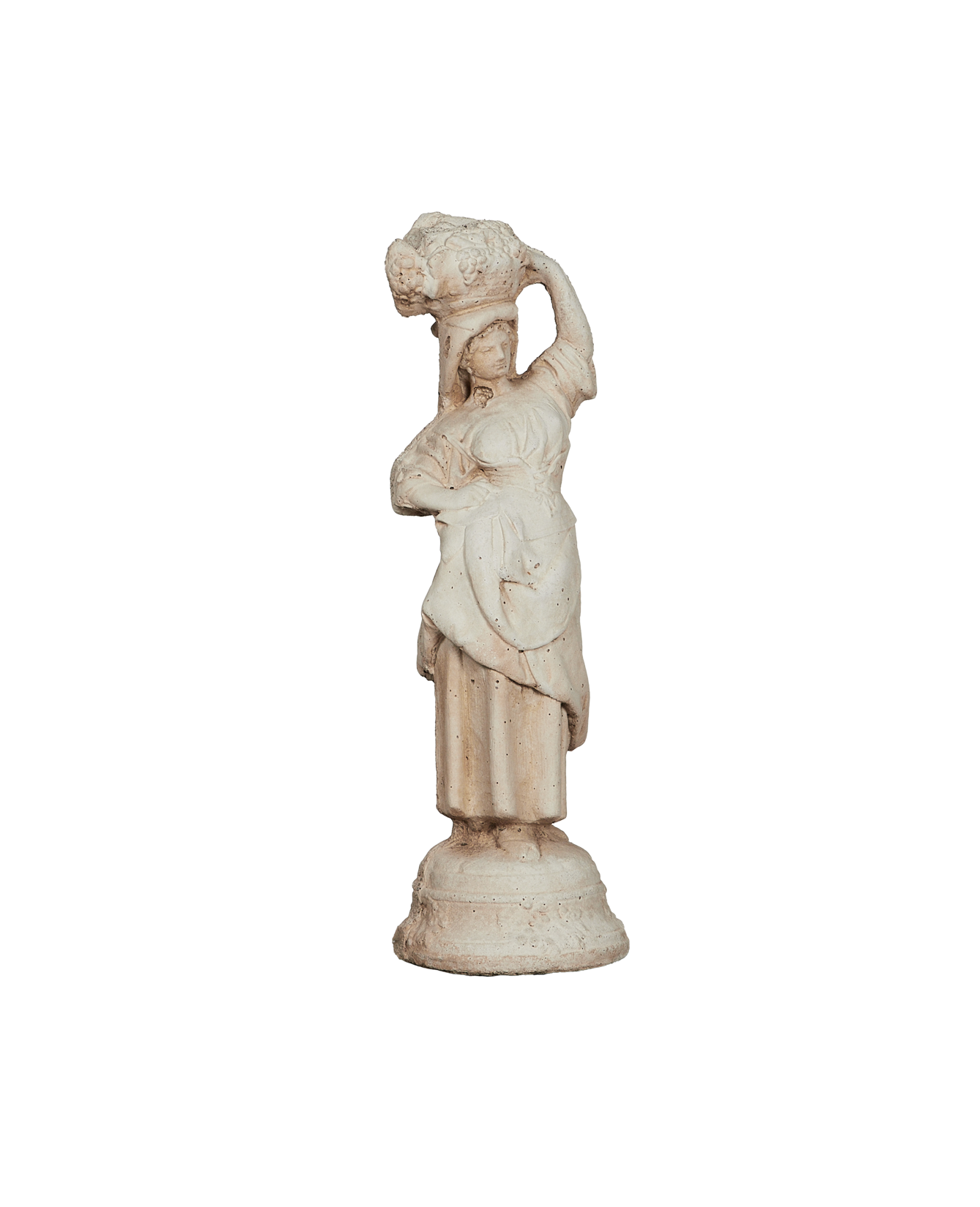 Antique Lady Fruit Statue from France made of Cement