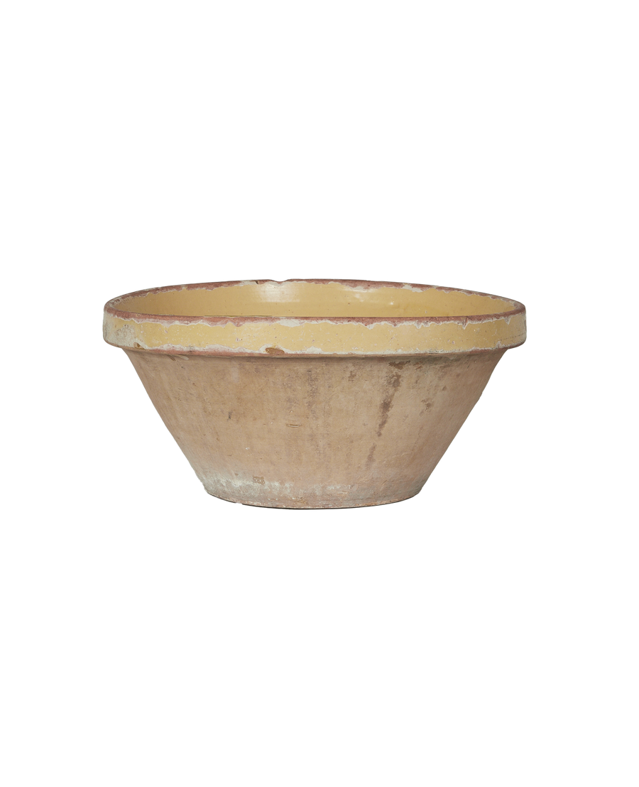 Antique Serving Bowl - Yellow Ochre Glaze from France made of Ceramic