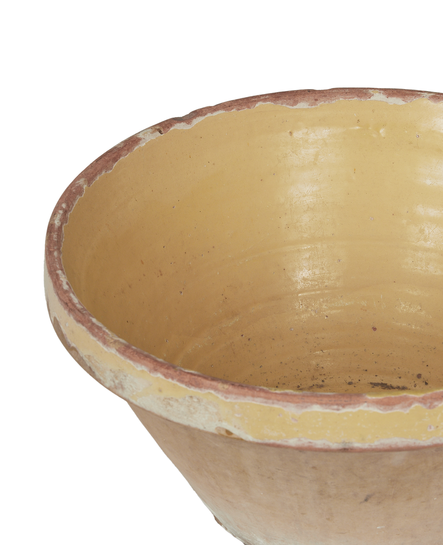 Antique Serving Bowl - Yellow Ochre Glaze from France made of Ceramic