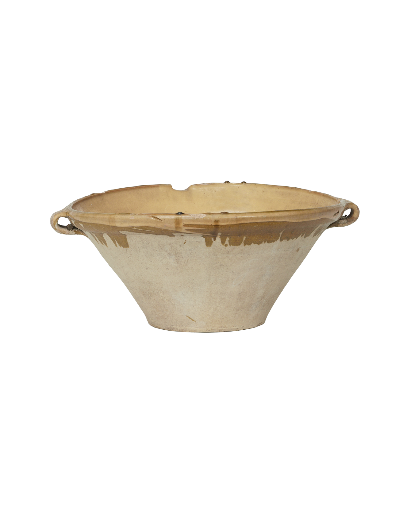 Antique Serving Bowl - Yellow Ochre Glaze from France made of Ceramic