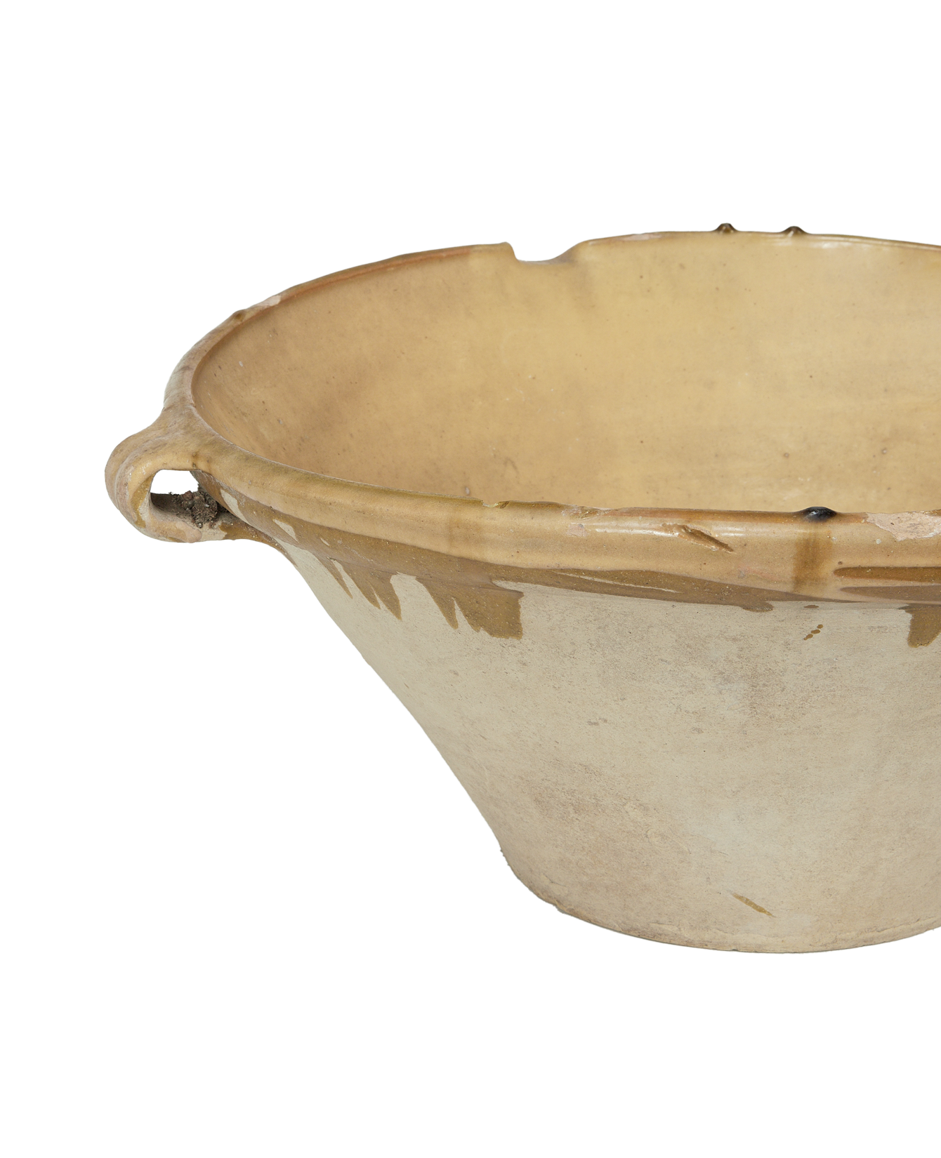 Antique Serving Bowl - Yellow Ochre Glaze from France made of Ceramic