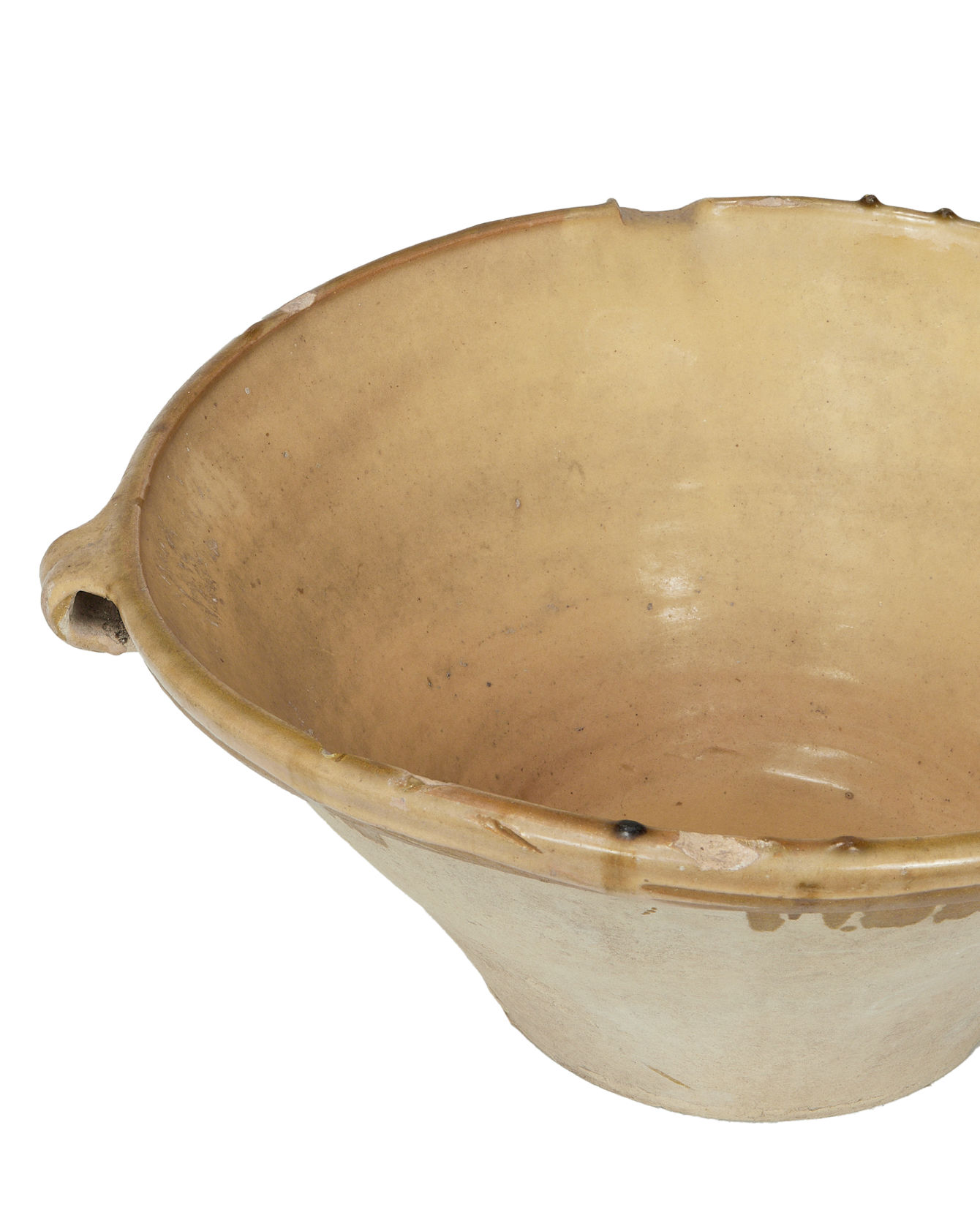 Antique Serving Bowl - Yellow Ochre Glaze from France made of Ceramic