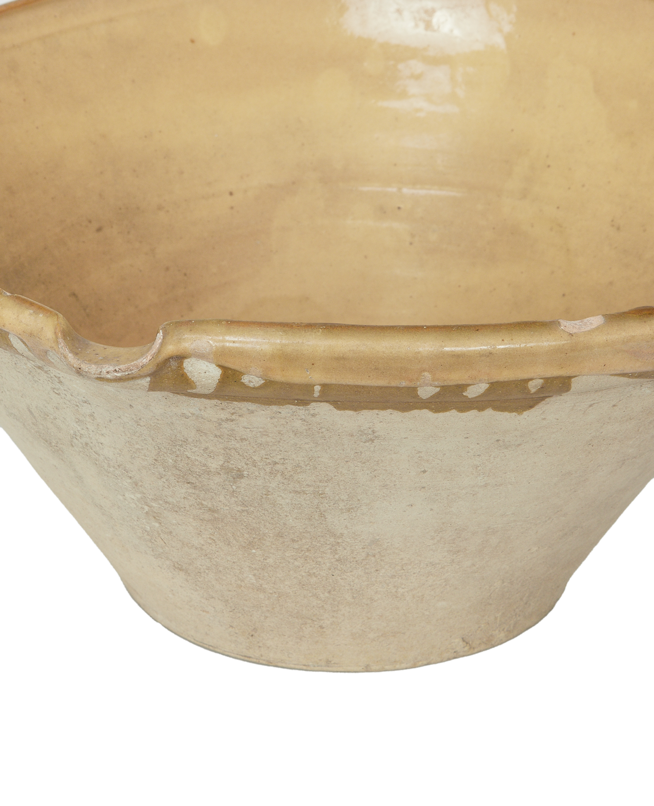 Antique Serving Bowl - Yellow Ochre Glaze from France made of Ceramic