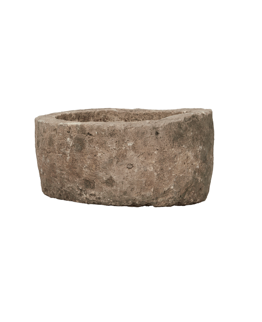 Vintage Limestone Trough - Round from Indonesia - Planters, Fountains, & Water Features