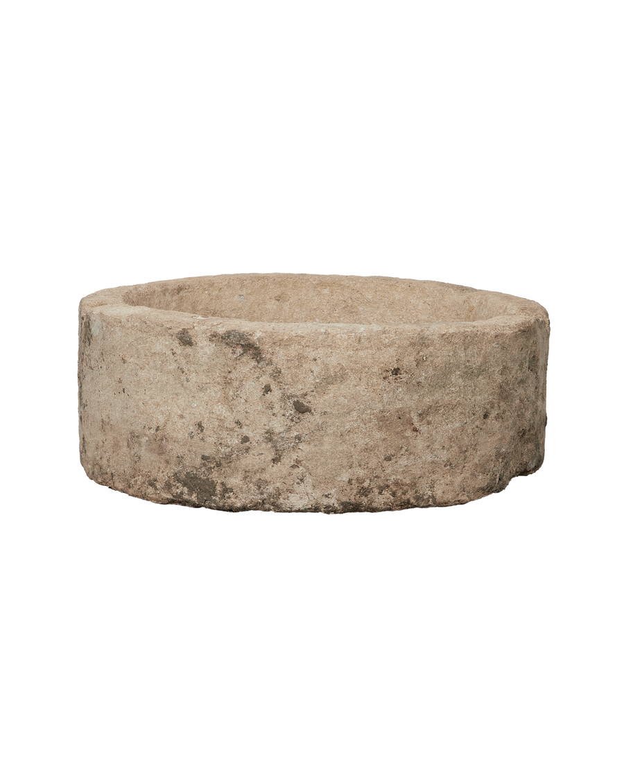 Vintage Limestone Trough - Round from Indonesia - Planters, Fountains, & Water Features