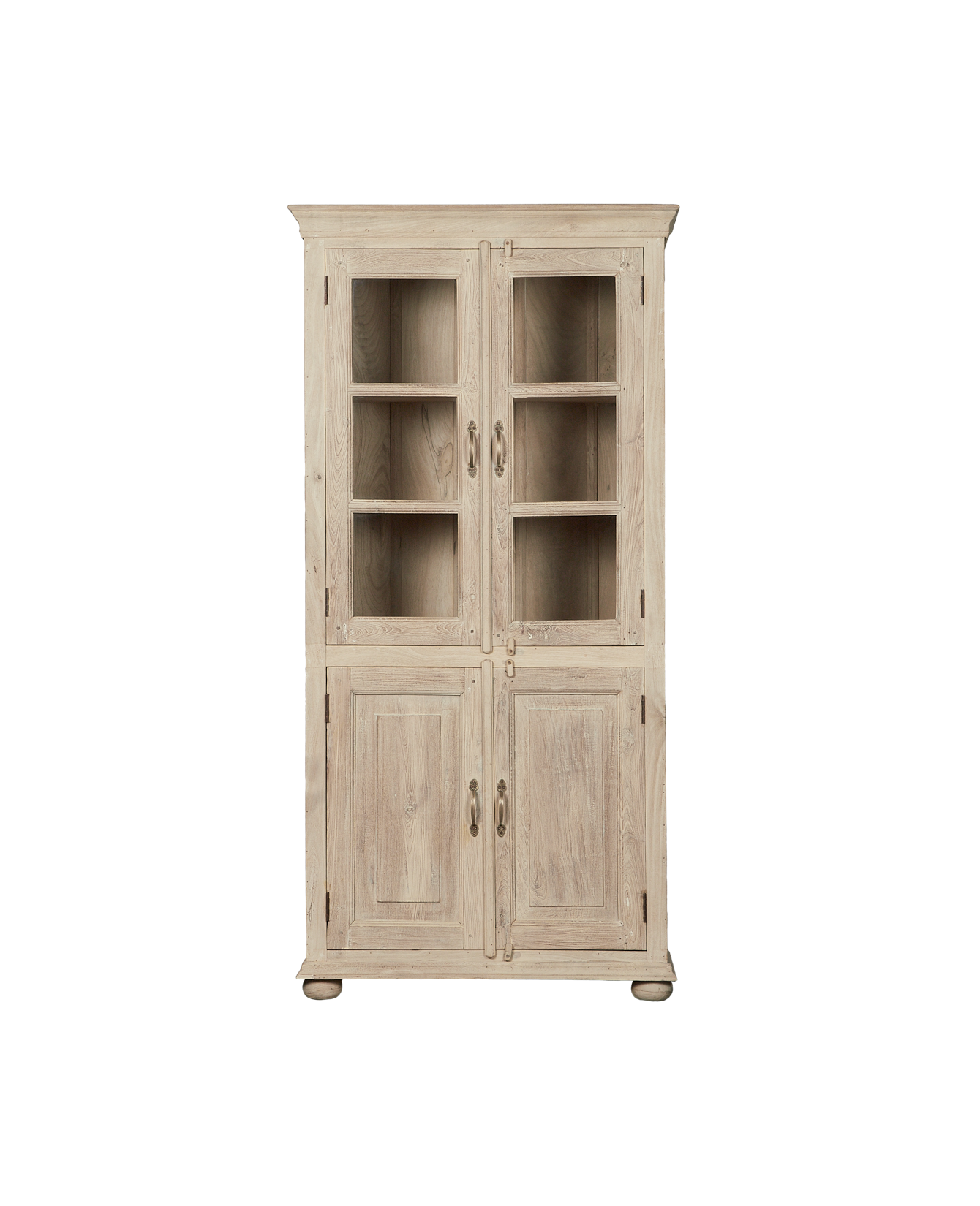 Vintage Wood & Glass Cabinet - Bleached from India made of Mango Wood