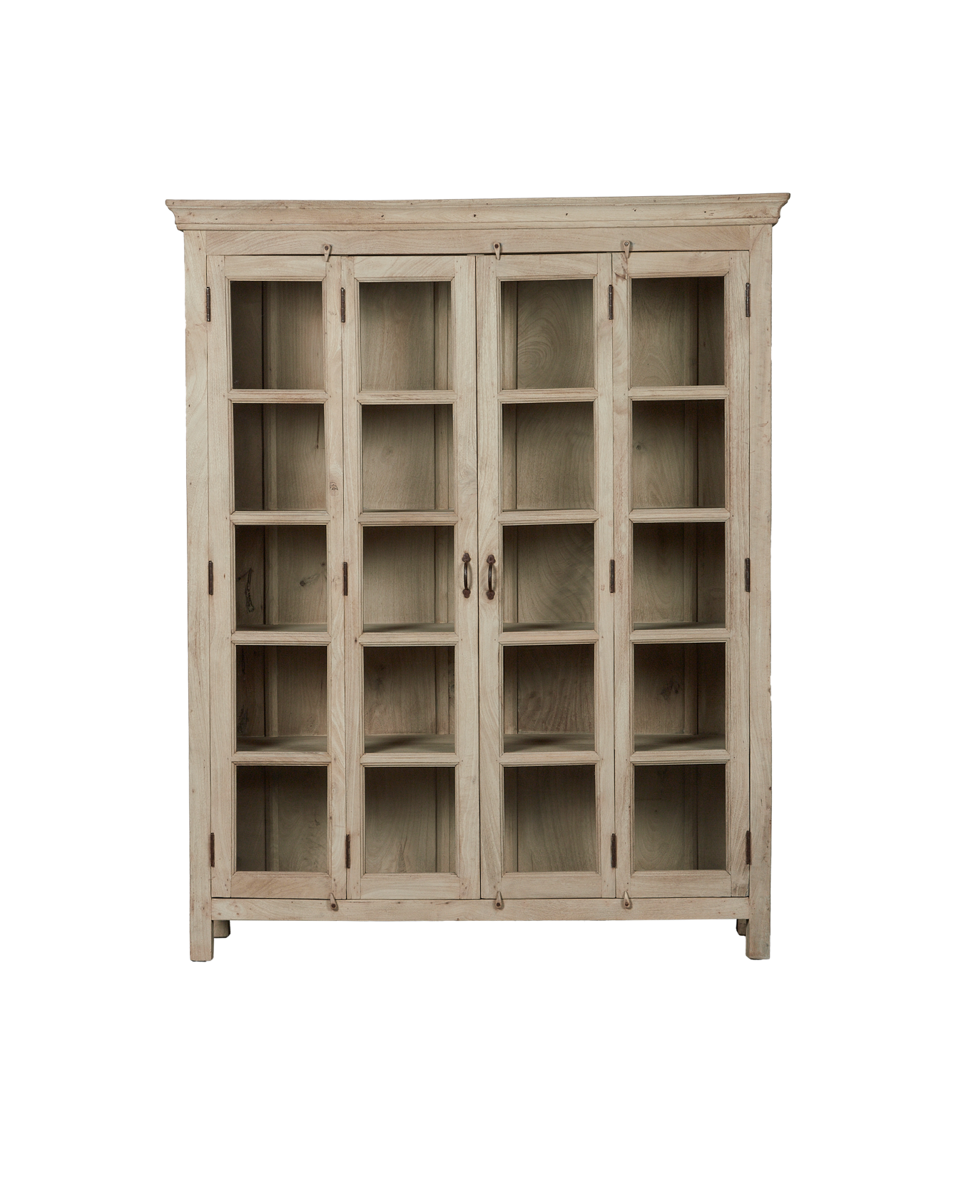 Vintage Wood & Glass Cabinet - Bleached from India made of Mango Wood