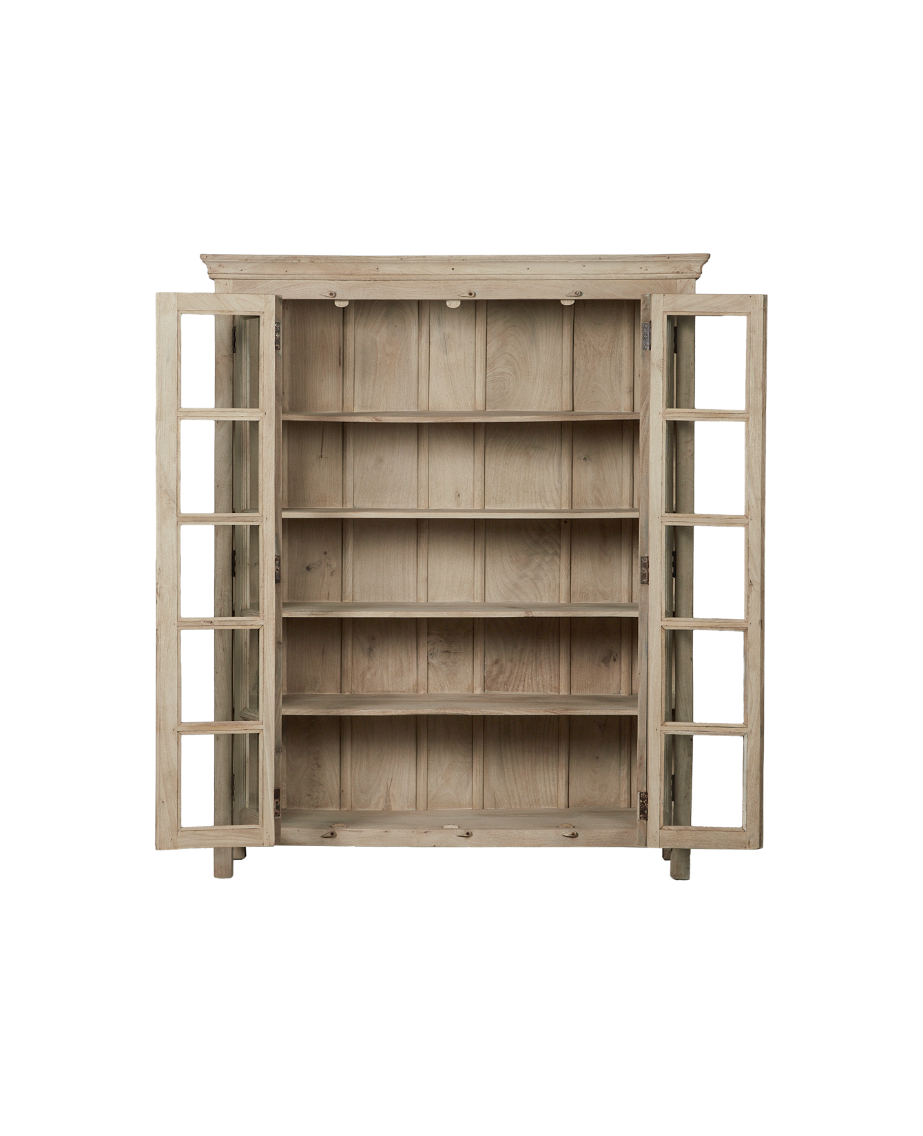 Vintage Wood & Glass Cabinet - Bleached from India made of Mango Wood