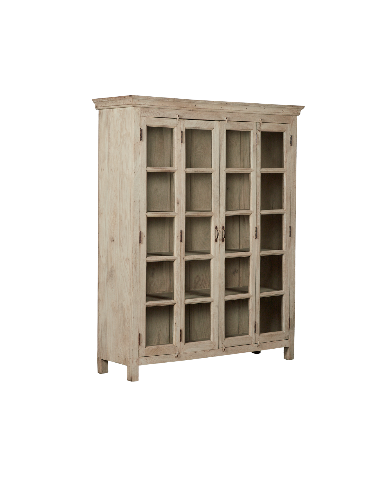 Vintage Wood & Glass Cabinet - Bleached from India made of Mango Wood