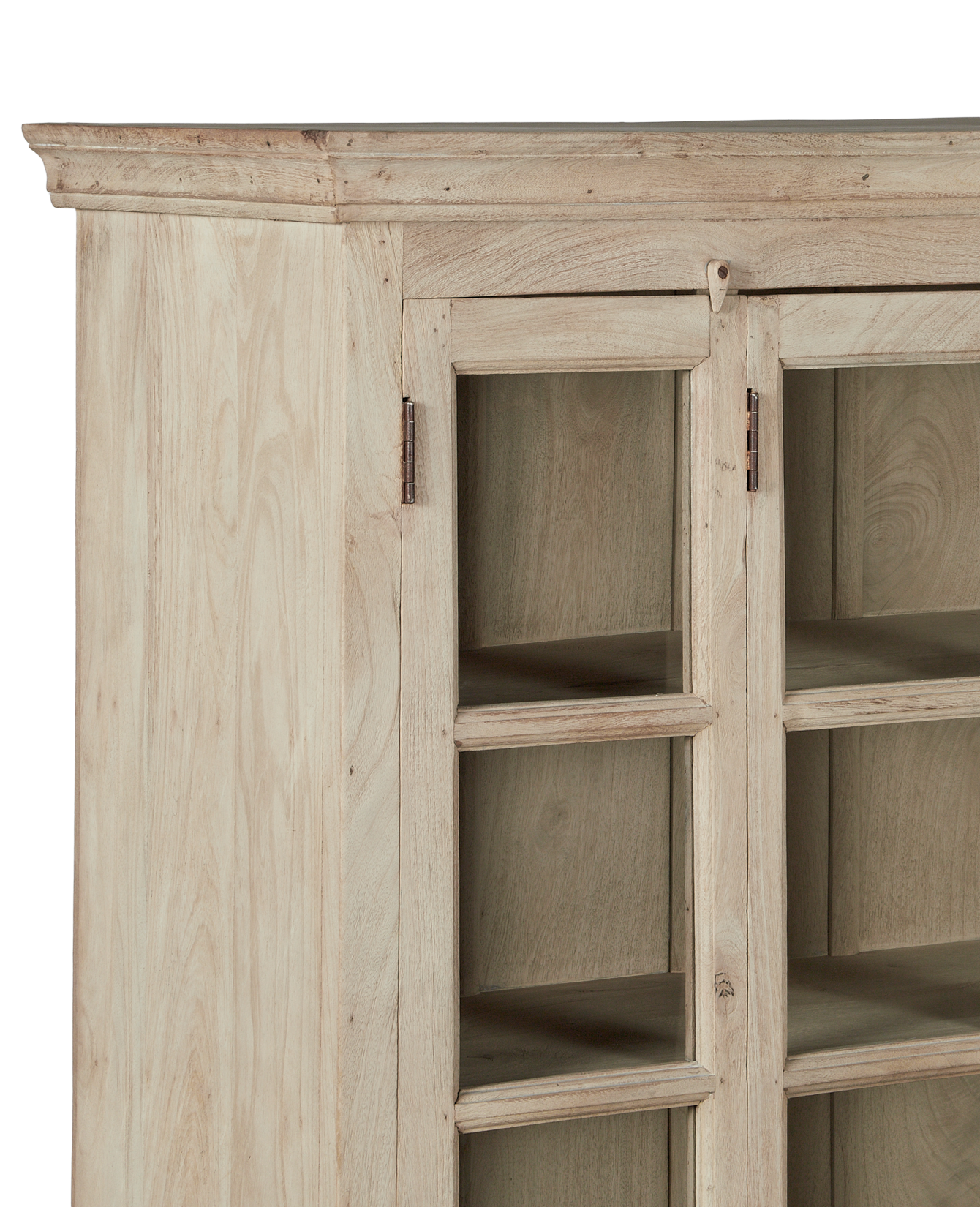 Vintage Wood & Glass Cabinet - Bleached from India made of Mango Wood