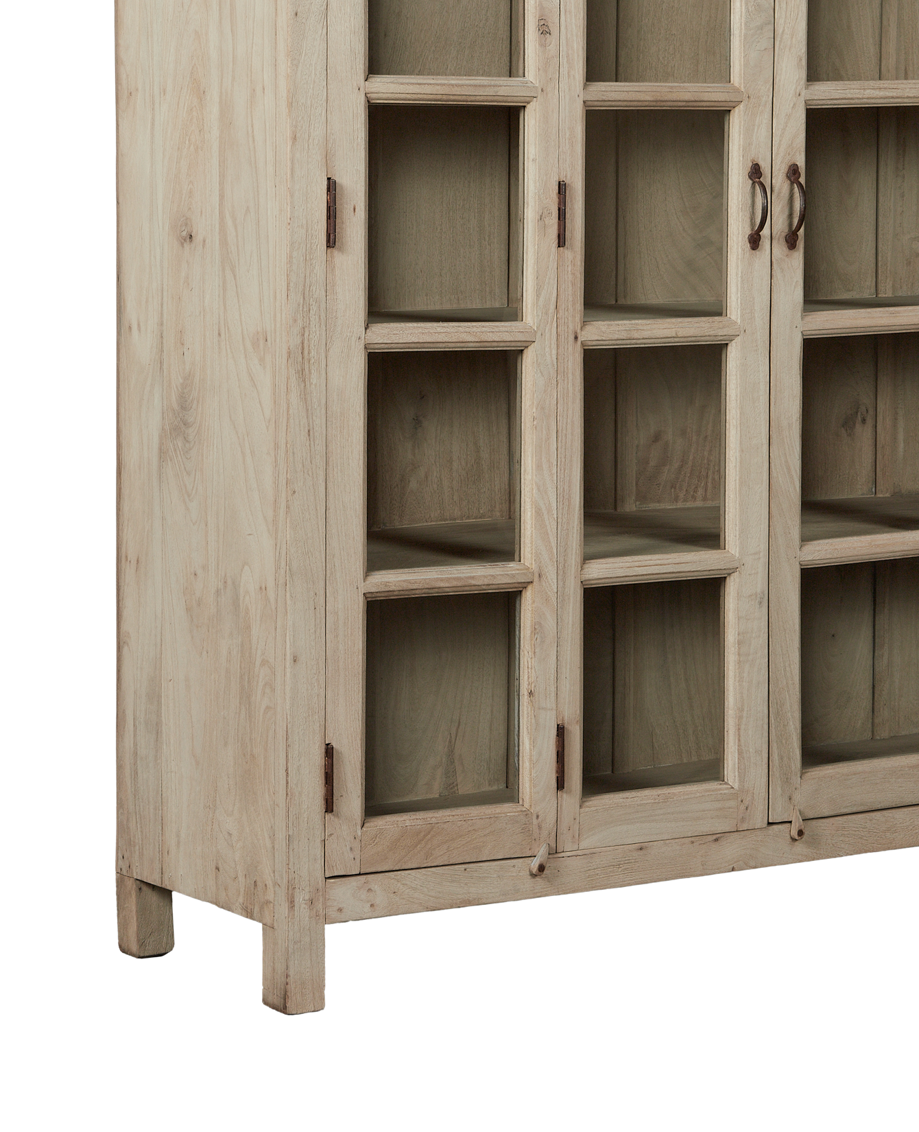Vintage Wood & Glass Cabinet - Bleached from India made of Mango Wood