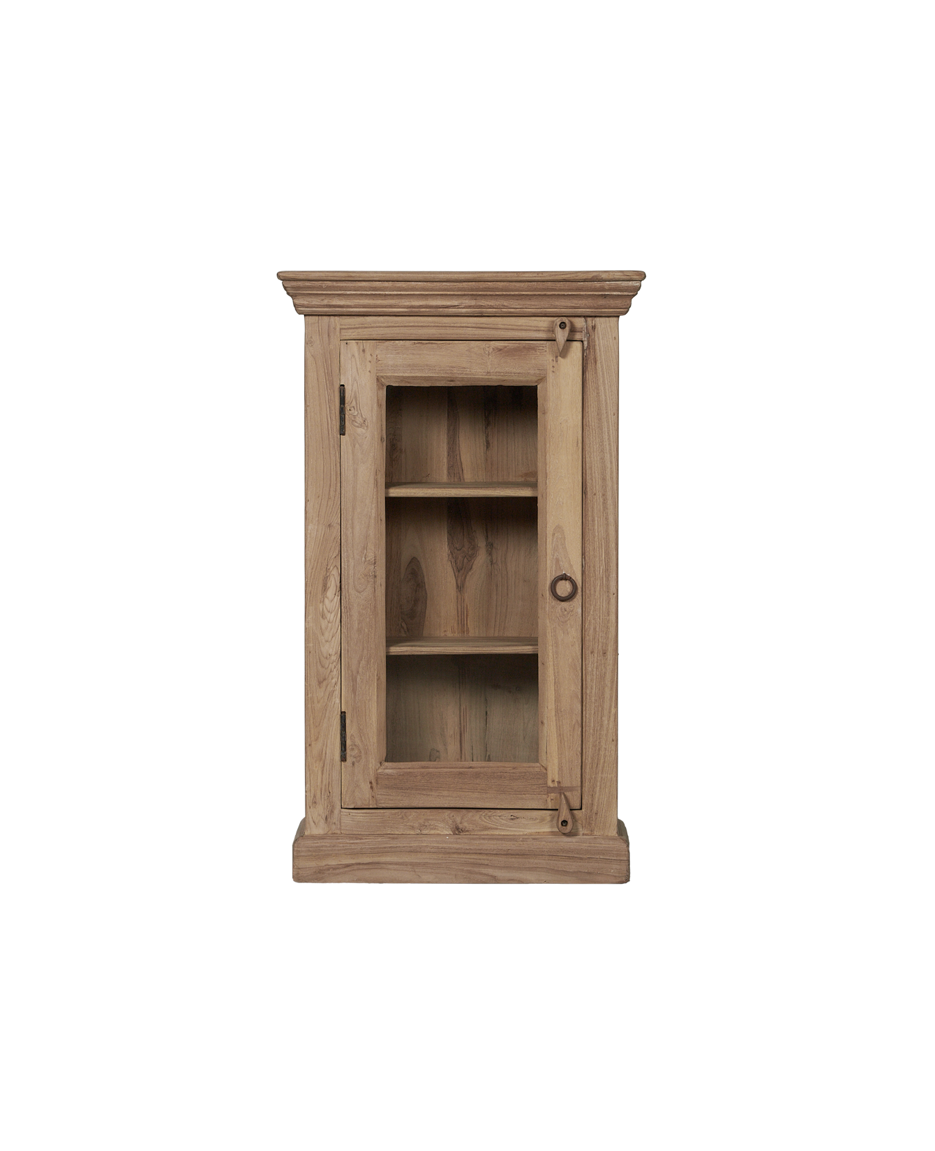 Vintage Wood & Glass Wall Showcase - Bleached from India made of Mango Wood