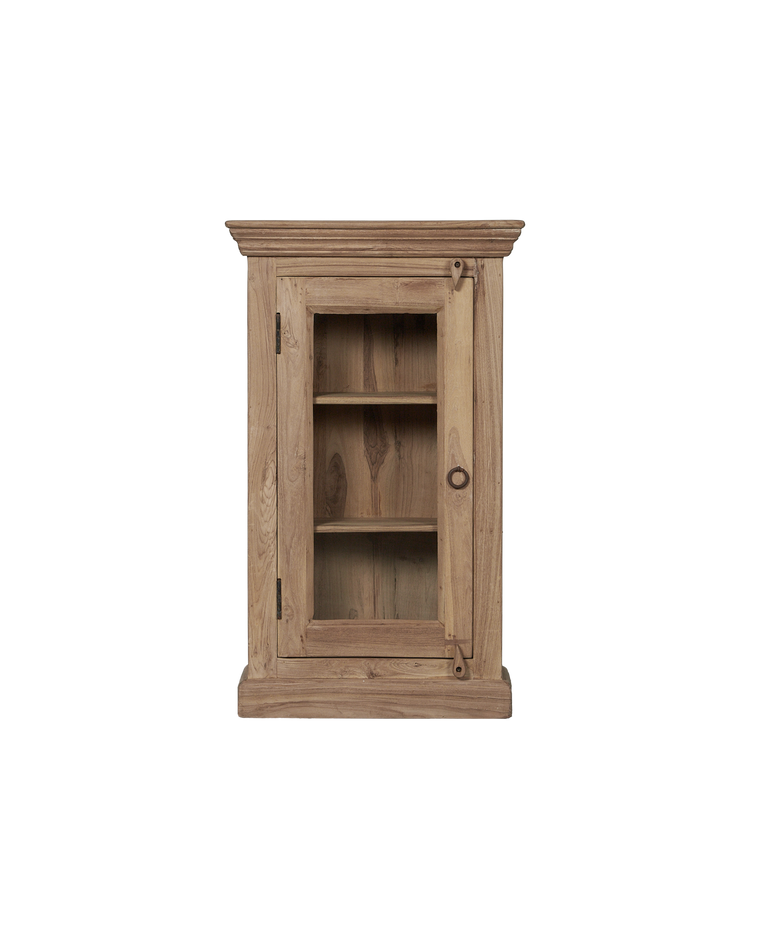 Wood & Glass Wall Showcase - Bleached