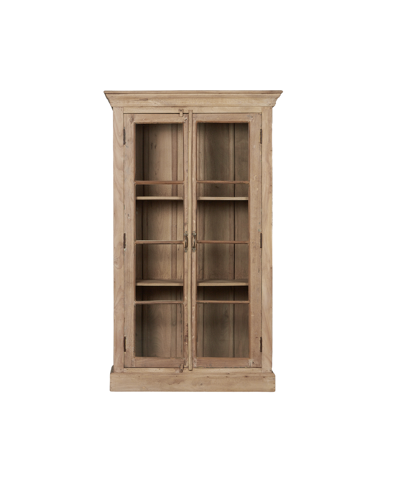 Vintage Wood & Glass Cabinet - Bleached from India made of Mango Wood