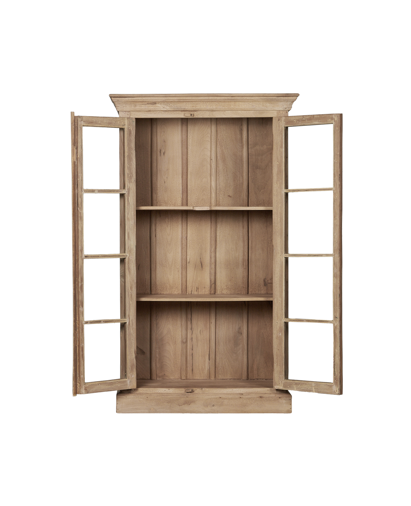 Vintage Wood & Glass Cabinet - Bleached from India made of Mango Wood