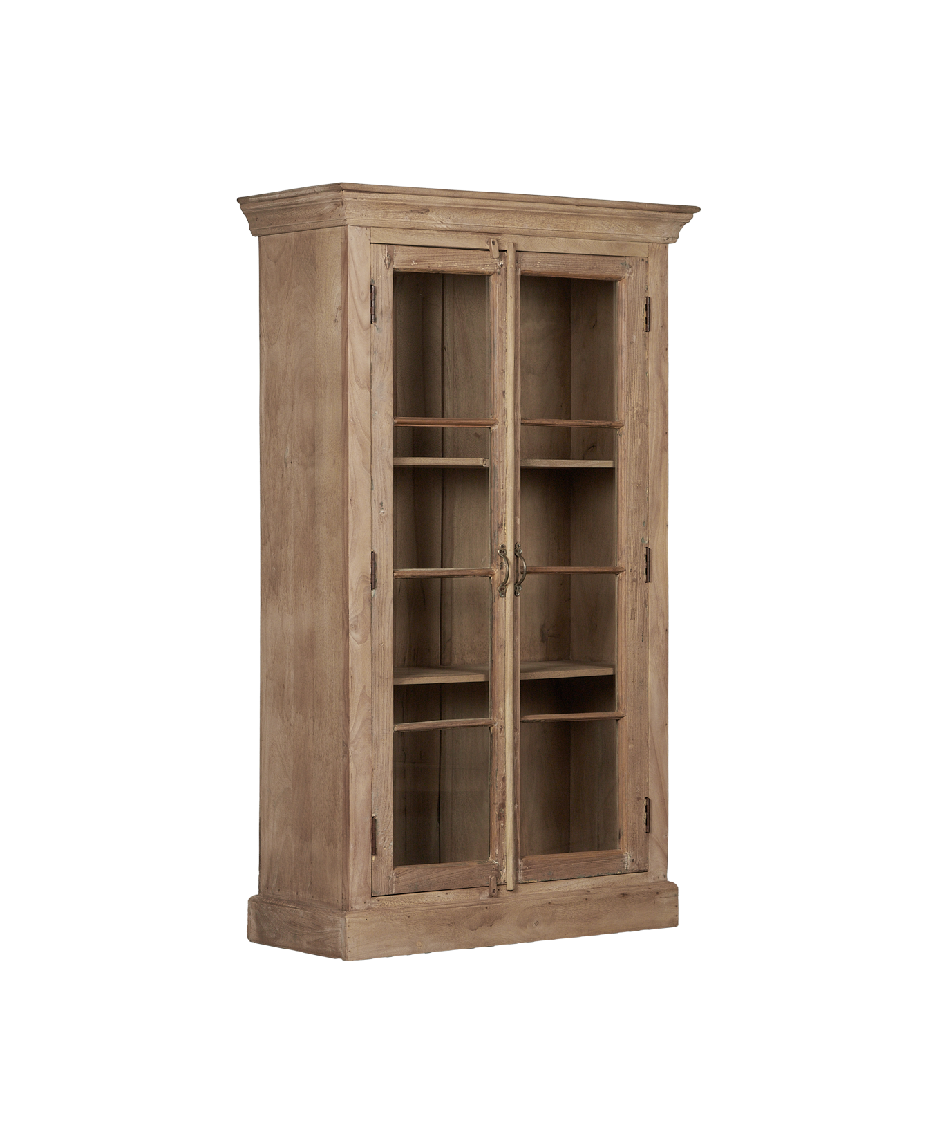 Vintage Wood & Glass Cabinet - Bleached from India made of Mango Wood