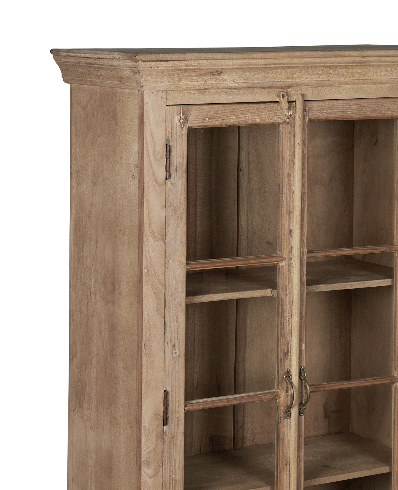 Vintage Wood & Glass Cabinet - Bleached from India made of Mango Wood