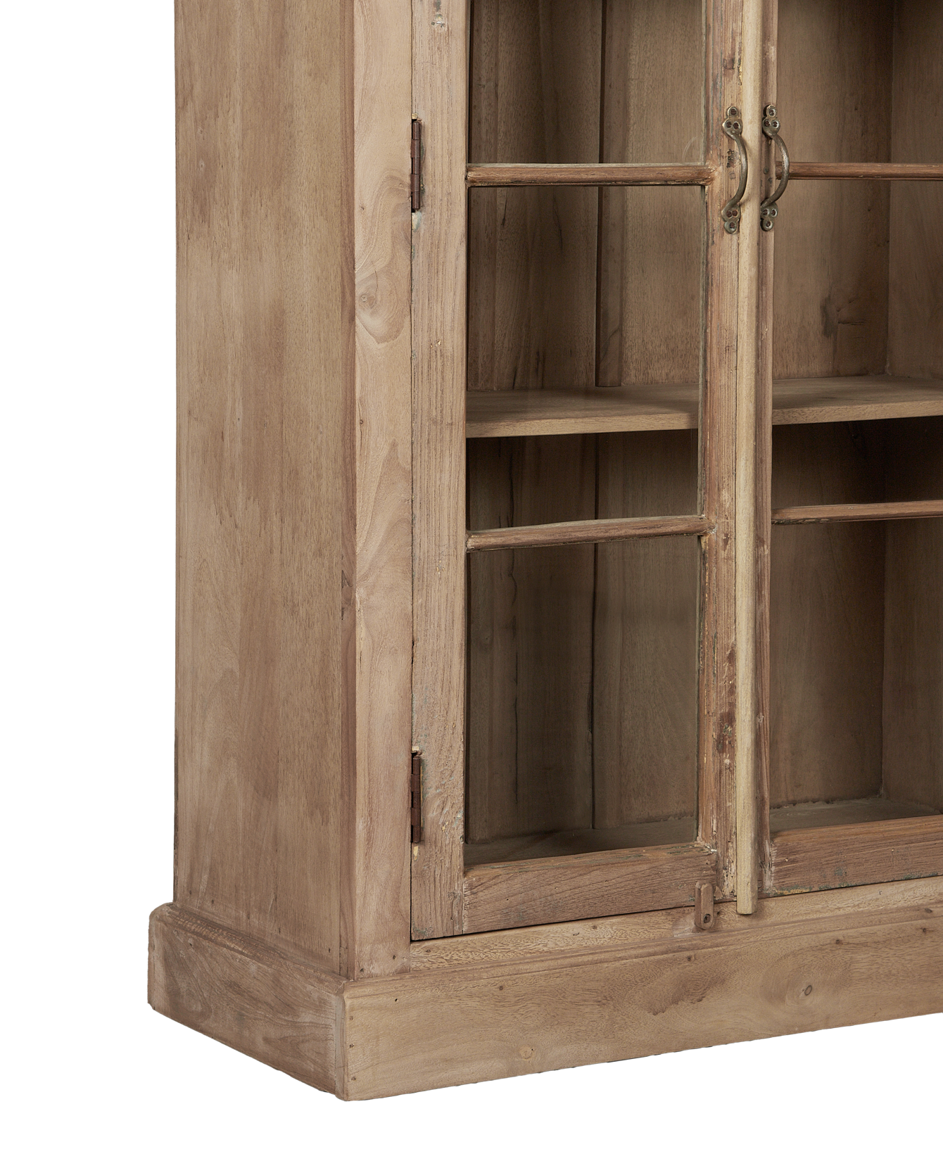 Vintage Wood & Glass Cabinet - Bleached from India made of Mango Wood