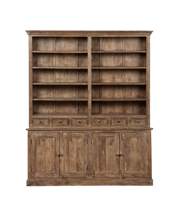 Wood 2 Part Cabinet - Bleached