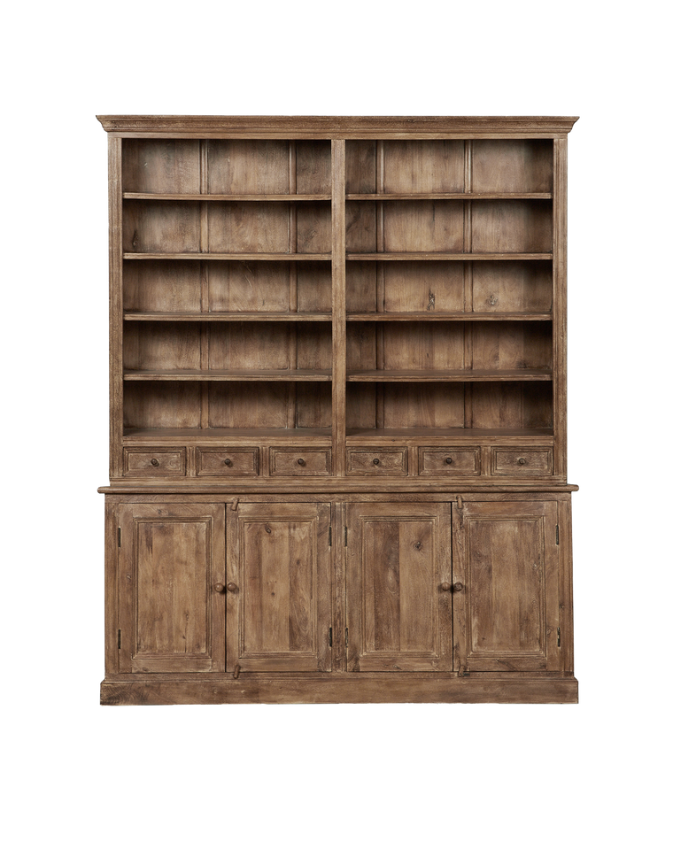 Wood 2 Part Cabinet - Bleached