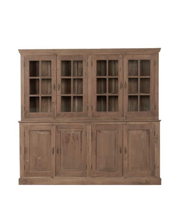 Wood & Glass 2 Part Cabinet - Bleached