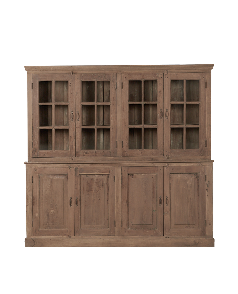 Wood & Glass 2 Part Cabinet - Bleached