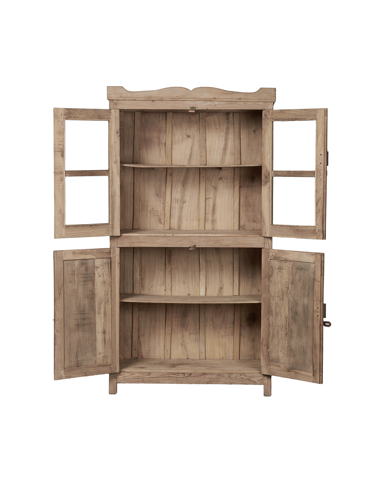 Vintage Glass Cabinet - Bleached from India made of Teak & Mango Wood