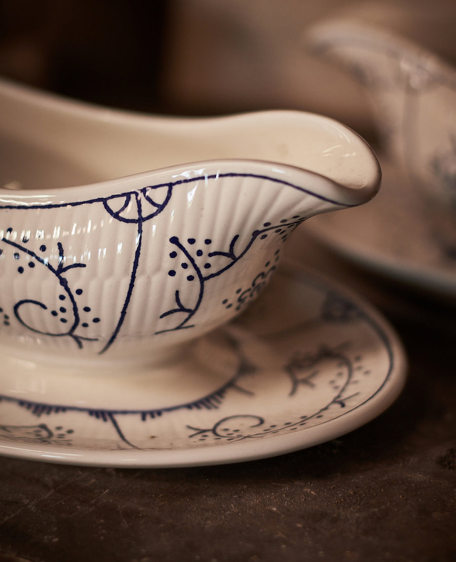 Vintage Royal Boch Gravy Boat - Blue Floral from Belgium made of Ceramic