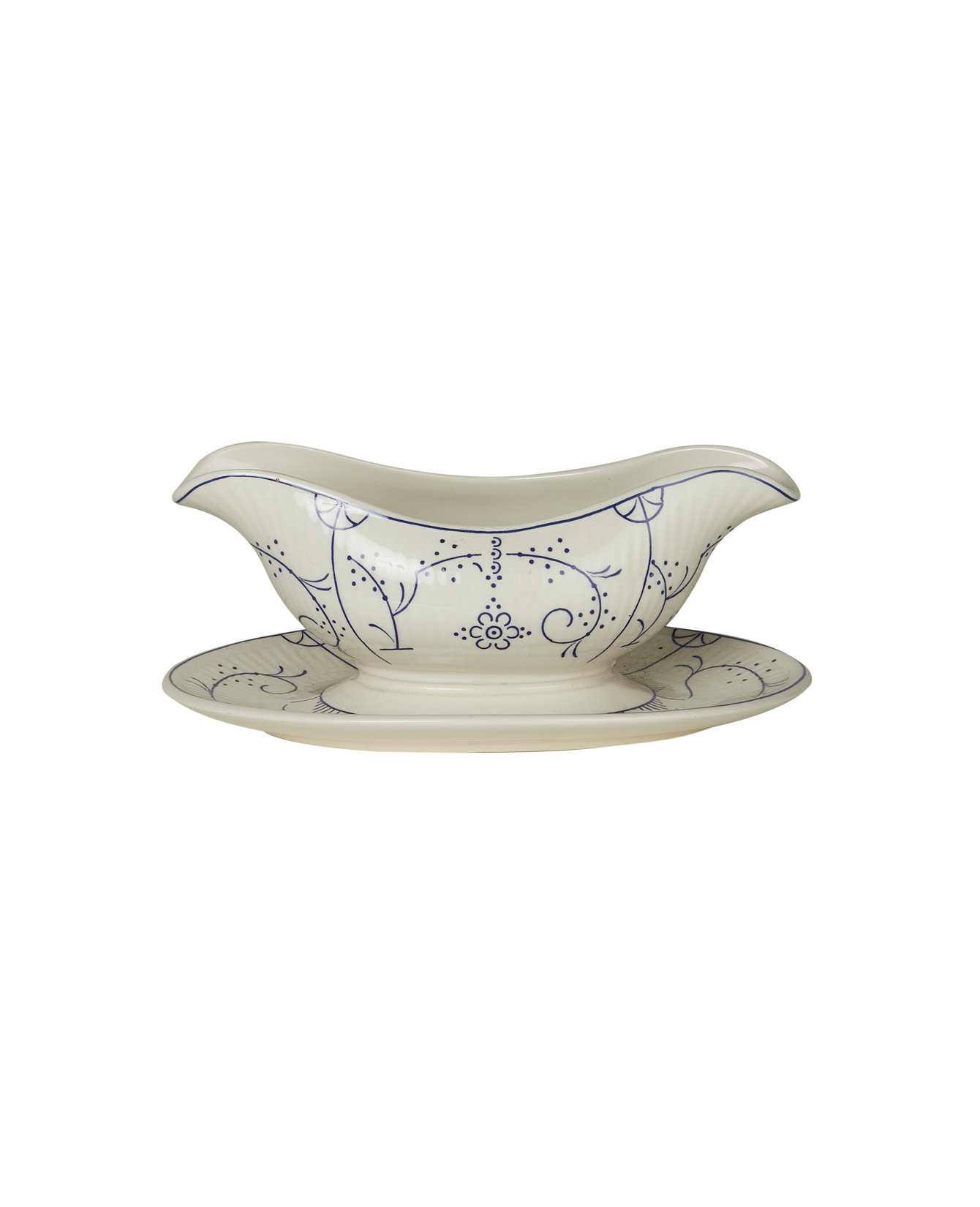 Vintage Royal Boch Gravy Boat - Blue Floral from Belgium made of Ceramic
