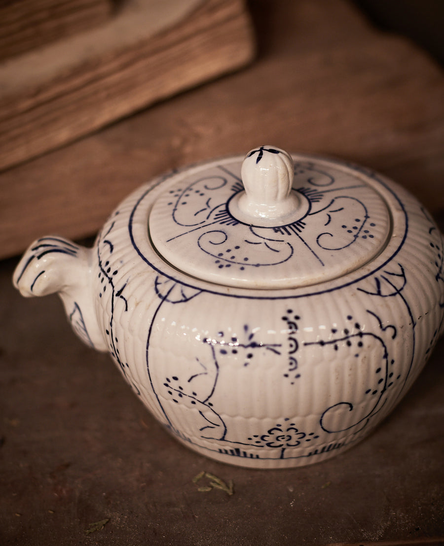 Vintage Royal Boch Sugar Bowl - Blue Floral from Belgium made of Ceramic