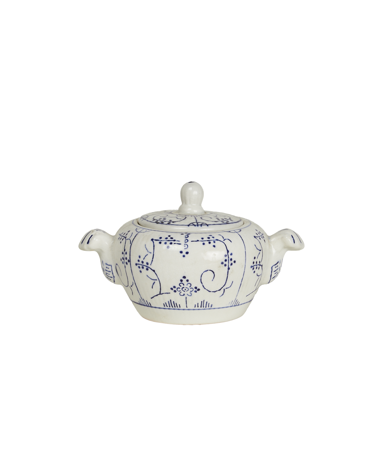 Vintage Royal Boch Sugar Bowl - Blue Floral from Belgium made of Ceramic