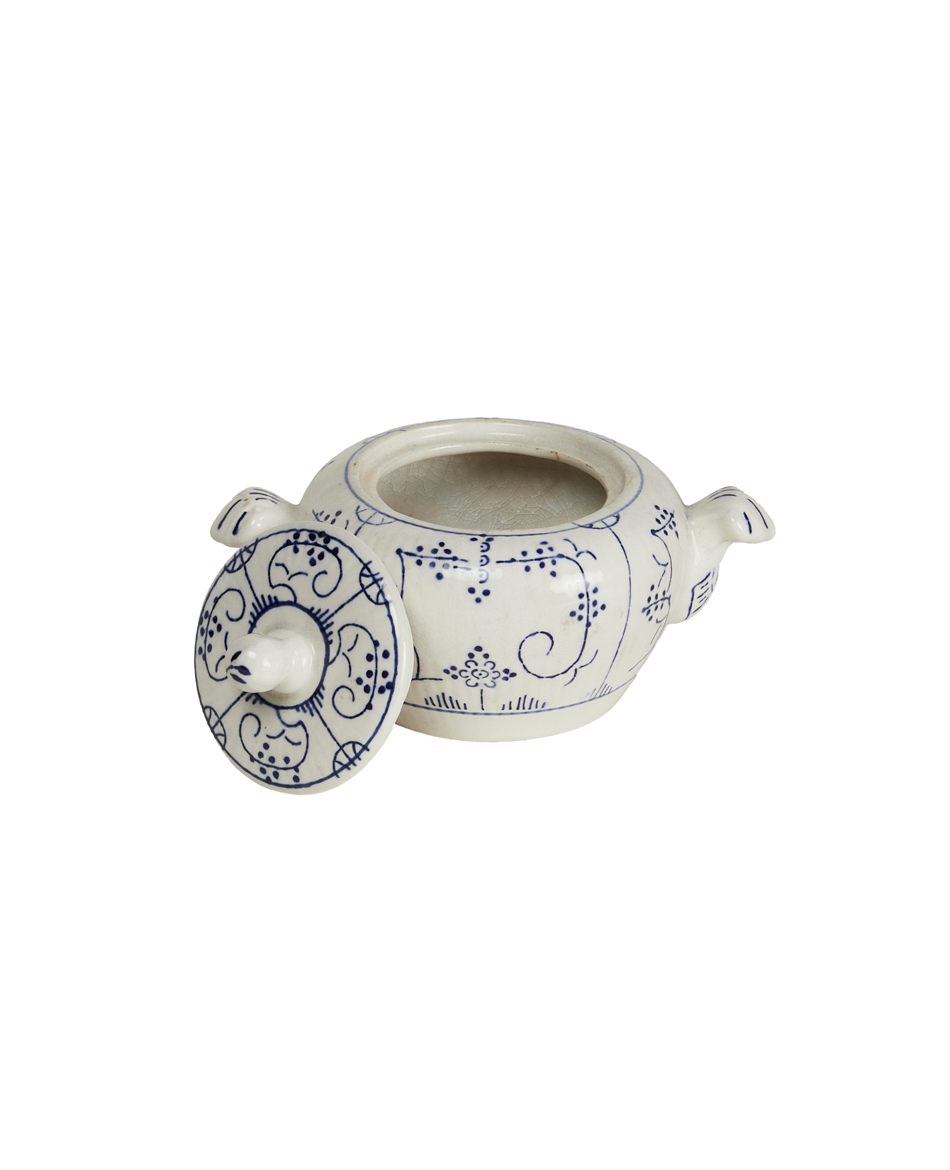 Vintage Royal Boch Sugar Bowl - Blue Floral from Belgium made of Ceramic