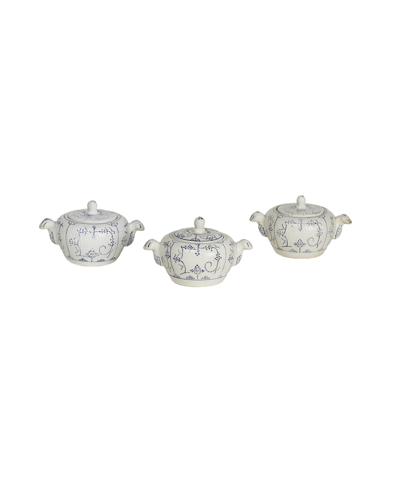 Vintage Royal Boch Sugar Bowl - Blue Floral from Belgium made of Ceramic